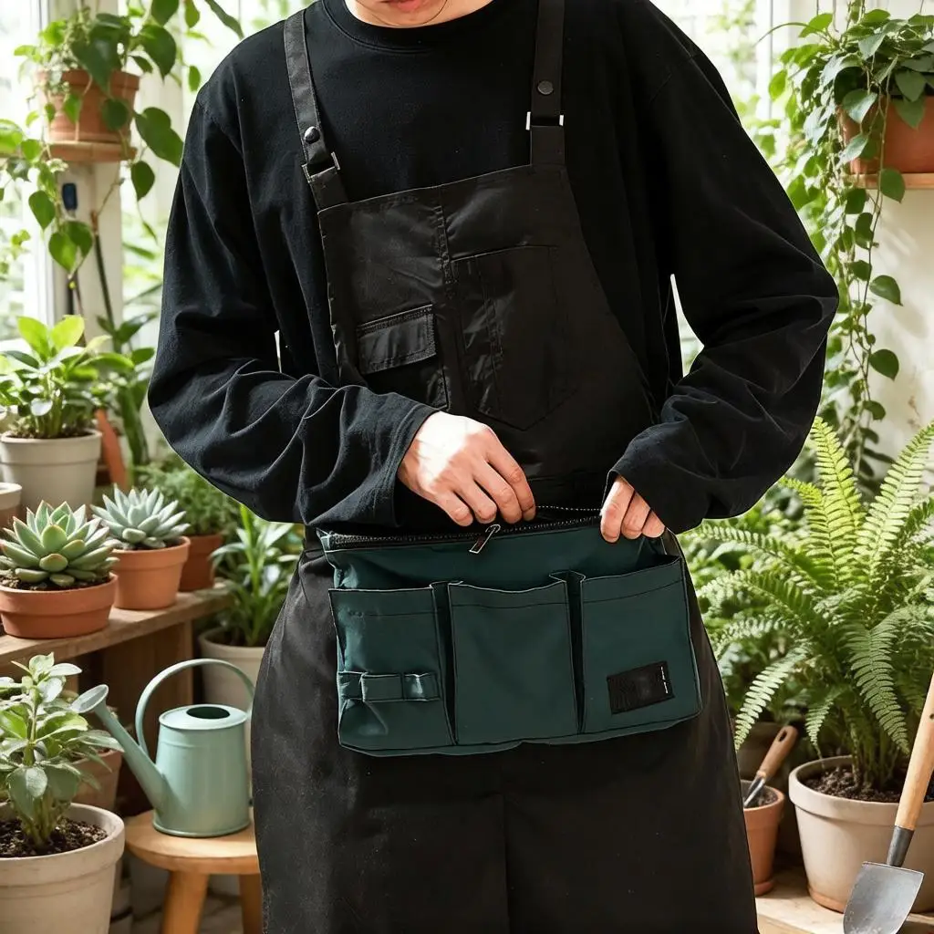 

Универсальный фартук для садоводства и кулинарии, практичный кухонный фартук с несколькими карманами и регулируемыми ремнями, аксессуар для ежедневной работы и быта