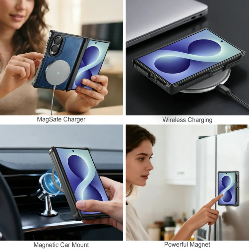 Etui Z Fold8 5G 2026 Flip Case do Samsung Galaxy Z Fold 8 2w1 Odpinany Skórzany Portfel Magnetyczny Funda do Galaxy Z Fold8 Szeroka Osłona — zdjęcie produktu 6