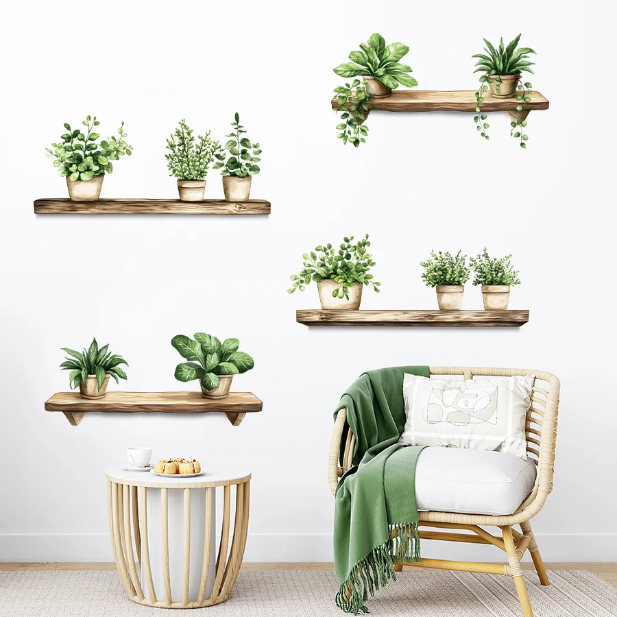 

Garden Wall Sticker For Children Painted Green Plants PVC Room Decor Sticker Home Decoration Accessories Self-Adhesive Wallpaper
