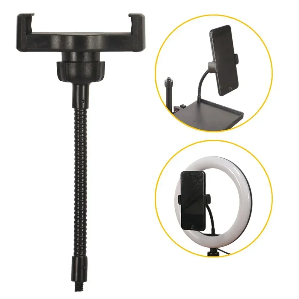Universal Phone Holder Clip 1/4 Screw For Live Mic Sound Card Tray Round Lamp Tripod Stand For 6cm To 10cm Smartphone Devices