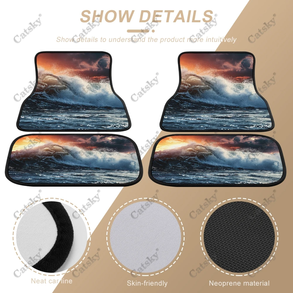 Ocean Dark Storm Car Auto Floor Mats Carpet, 4PCS Customized Cars Mat All Weather Automotive Vehicle Pad Stylish