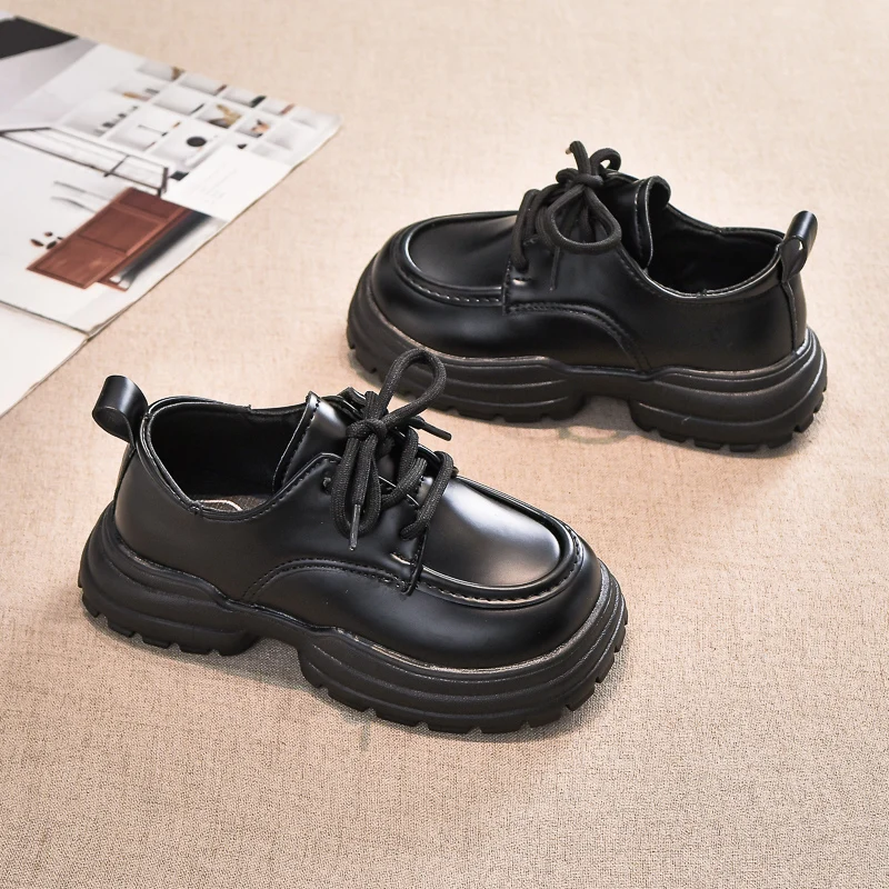 Children's Leather Shoes Black Girl School Uniform Performance Shoes Thick Bottom Versatile Kids Causal Princess Mary Jane Shoes