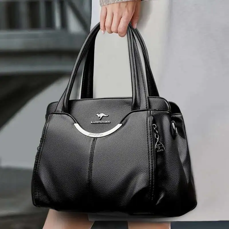 

2025 New Multi Pocket Women's Handbag High Quality Soft Leather Female Shoulder Bag Girl Tote Bolsas Sac A Main Top-handle Bags