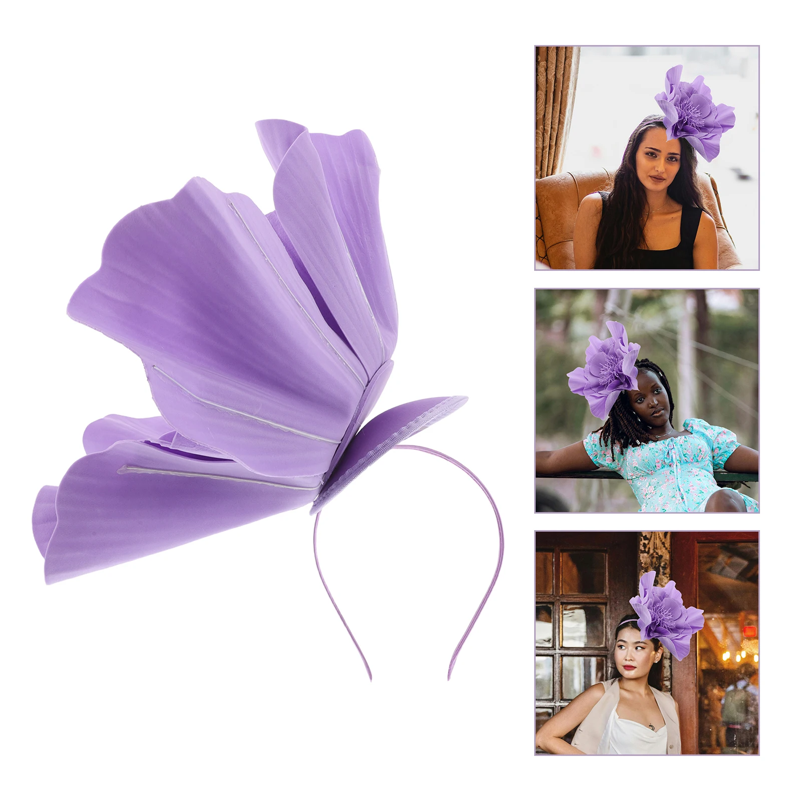 

Headband Big Flower Top Hat Hair Accessories Cloth Fascinator for Women
