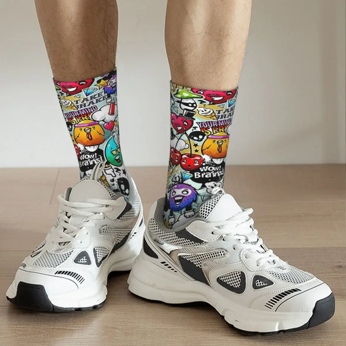 Chaussettes Harajuku Graffiti Amusantes, Bas Super Doux, Chaussettes sulfToutes Saisons, Accessoires pour Cadeau d'Anniversaire Unisexe