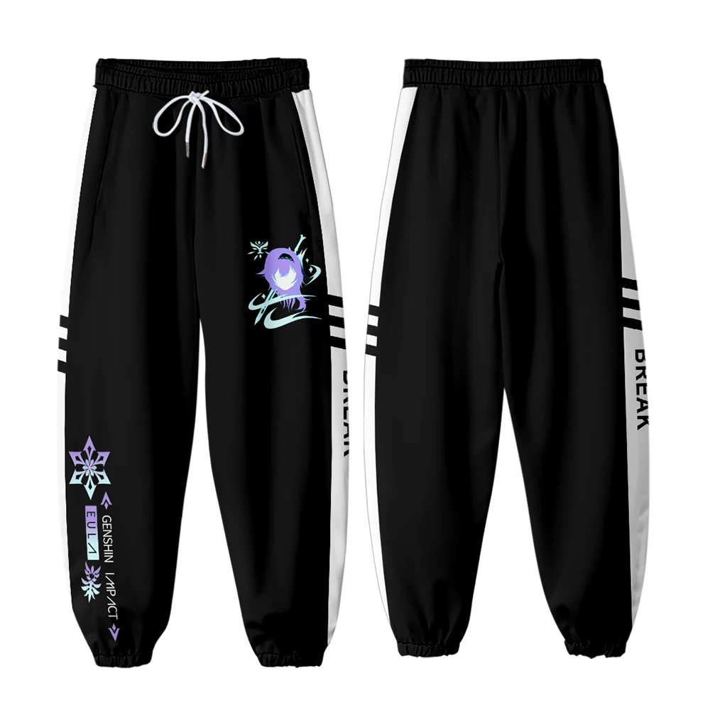 Gorąca gra Genshin wpływ Eula Cosplay kostiumy 3D drukuj spodnie joggery mężczyźni/kobiety spodnie typu Casual hiphopowe spodnie dresowe Pantalon Homme