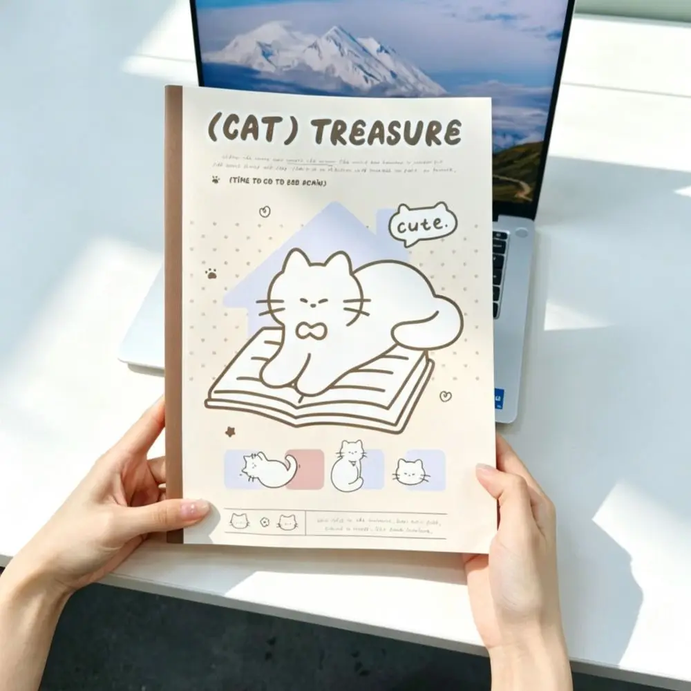 Perforated Tear Off Page Cat Notebook 180 Degree Flat Lay 55gsm Paper Practice Book 200 Page Side Glue Binding