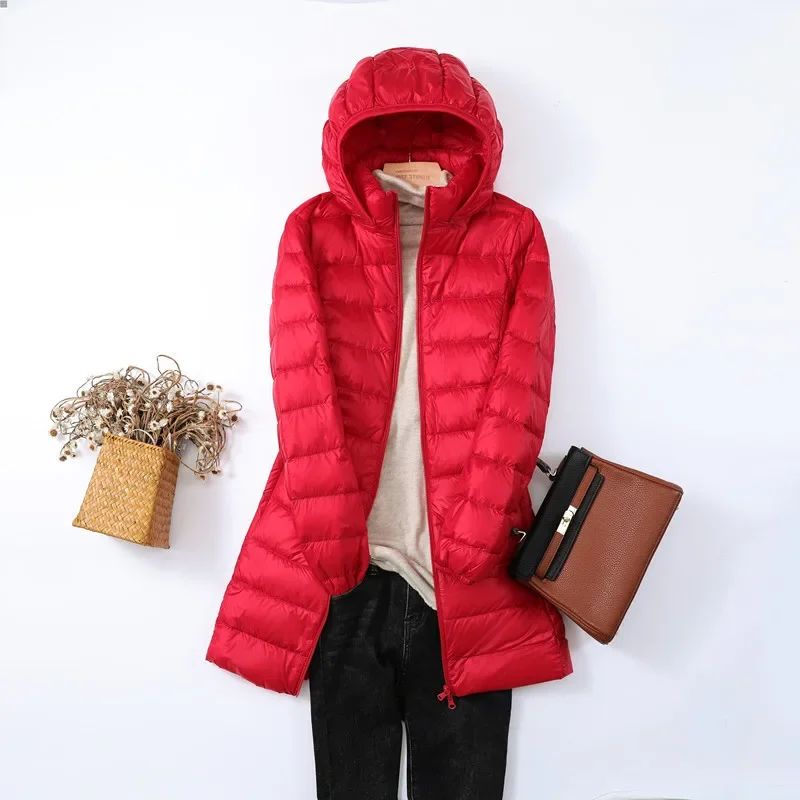 Autumn Winter Warm Women\'s Jacket 2023 New Korean Hooded Slim-fit X-long Mom Coat Plus Size 5xl 6xl Female Office Lady Jacket