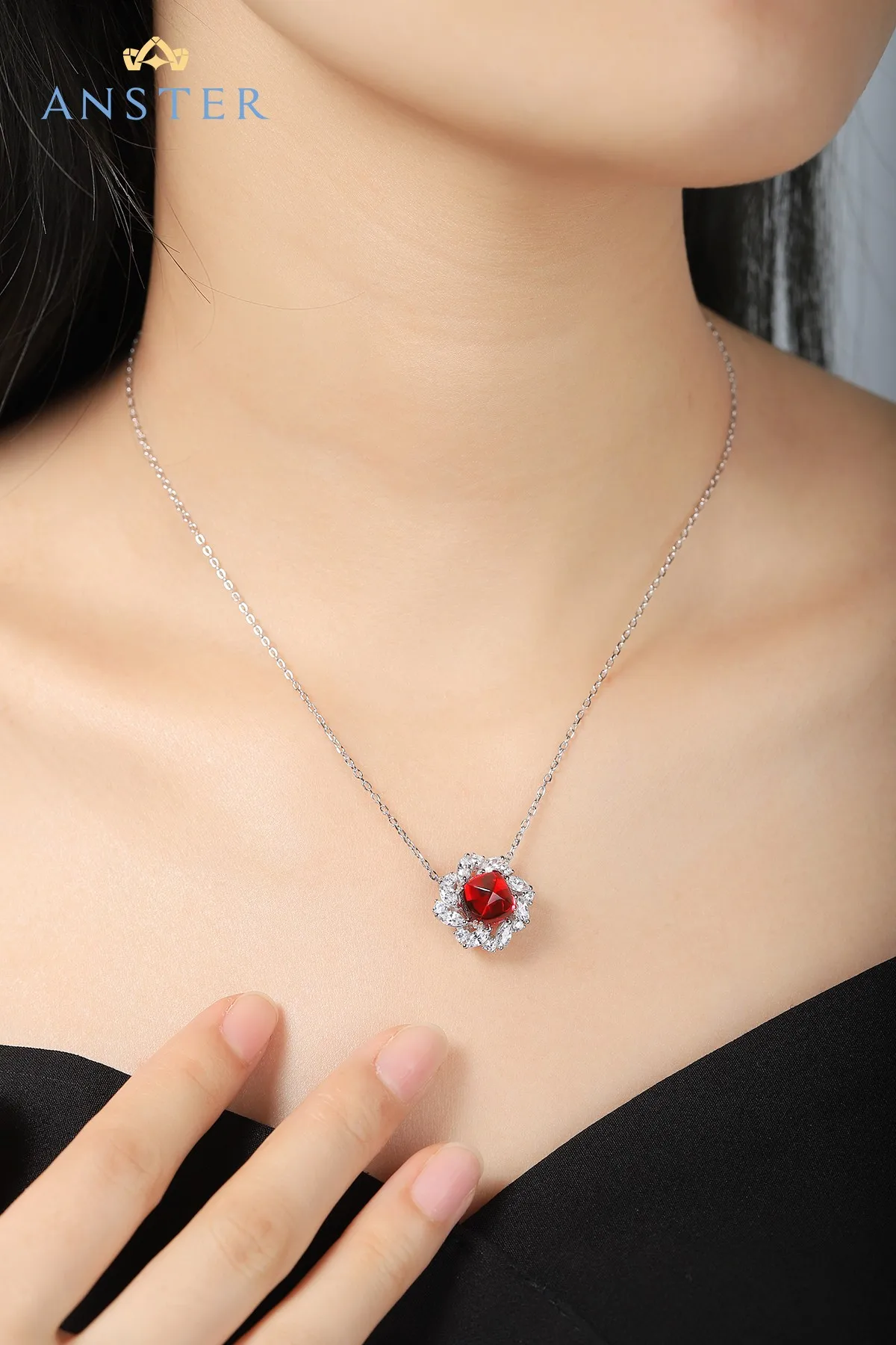 Vintage Necklace 9K 18K Solid Gold Sterling 925 Silver Lab Grown Emerald Ruby Sapphire Necklaces for Her image 5