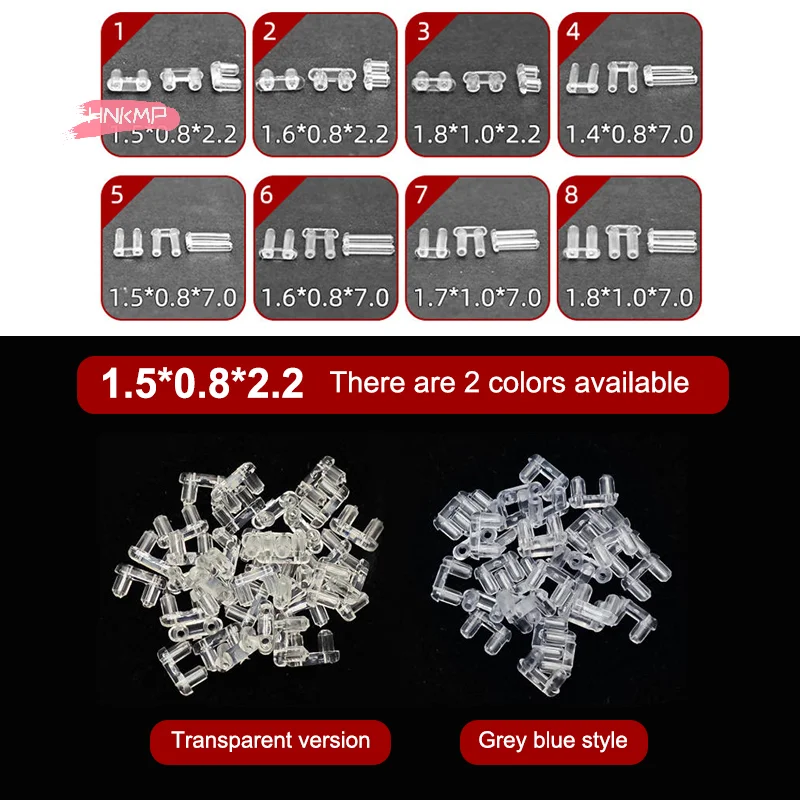 100Pcs Rimless Glasses Double Rubber Plug Lock Buckle 7mm/2.2mm Length Prescription Glass Accessories Equipment
