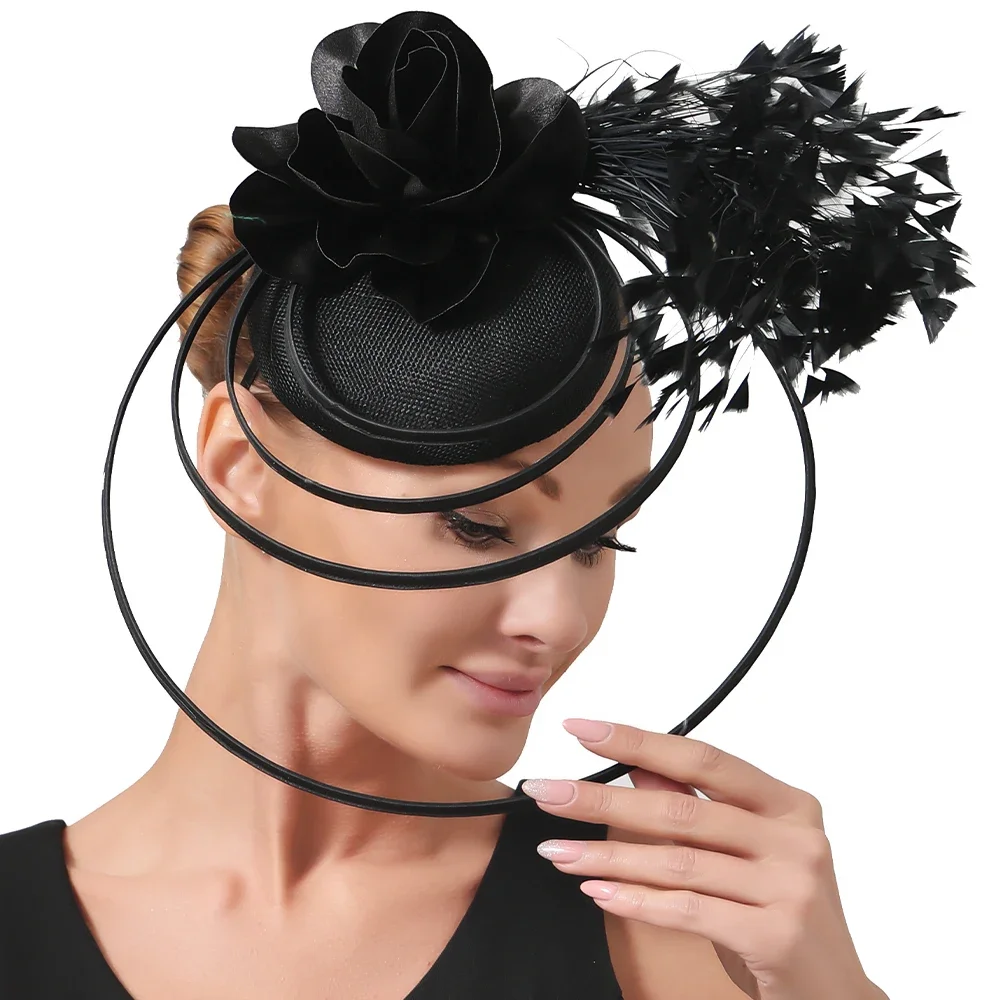 New Fascinators  Fedora Formal Dress Church Elegant Bride  Hat Headband Party Tea Millinery Caps Mesh Hair Accessories