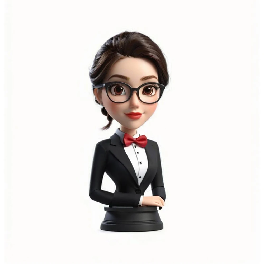 

Custom Mini Bobblehead, Handmade Figurine Polymer Clay Dolls, Desk Decoration, Professional Style with Glasses and Bowtie