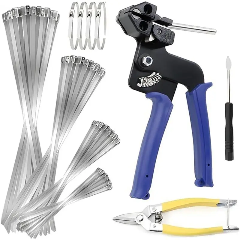 

24-Hour Delivery Cutting Scissors Included 153Pcs Metal Zip Tie Tool Kit, Professional One-Hand Operation Zip Tie Gun, Pipe Wrap