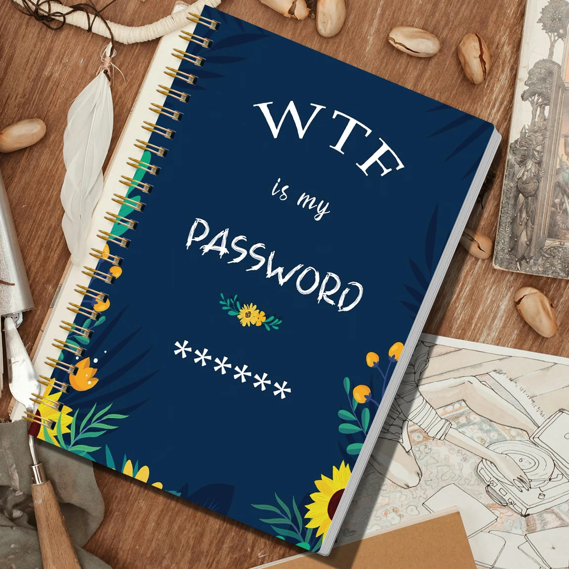 A5 كتاب كلمة المرور WTF غطاء مضحك منظم كلمة المرور دفتر سجل حلزوني لإدارة كلمة المرور على موقع Username #4