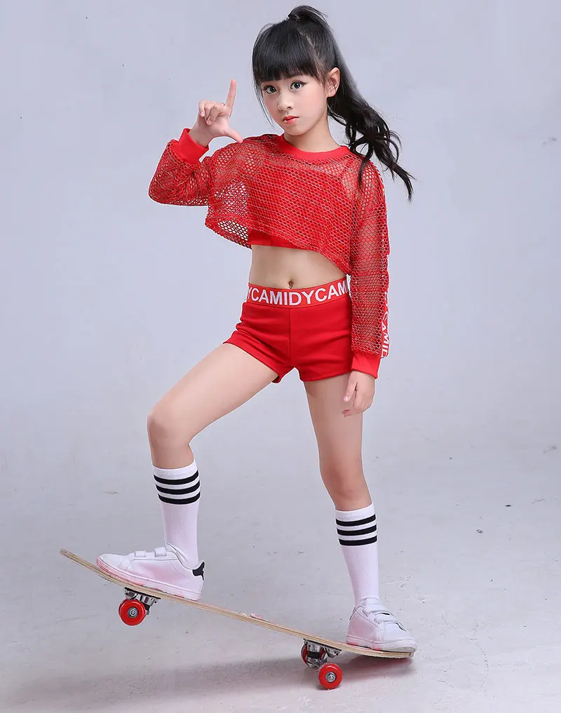 Trajes de baile de Jazz para niña, traje de baile de salón para niña, Ropa de baile de escenario callejero, conjunto de baile moderno para niña de Hip Hop