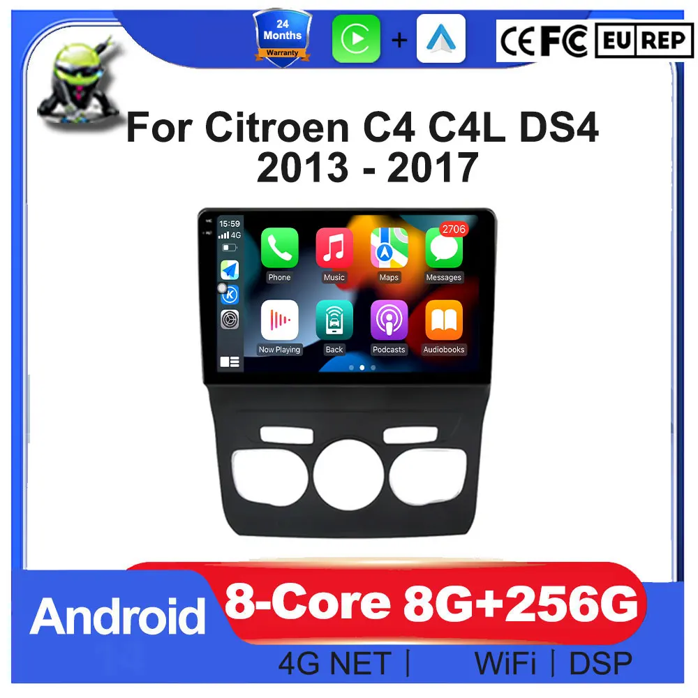 

Android Auto Wireless Carplay Car Radio For Citroen C4 C4L DS4 2013 - 2017 WIFI Multimedia Video Player GPS Navigation