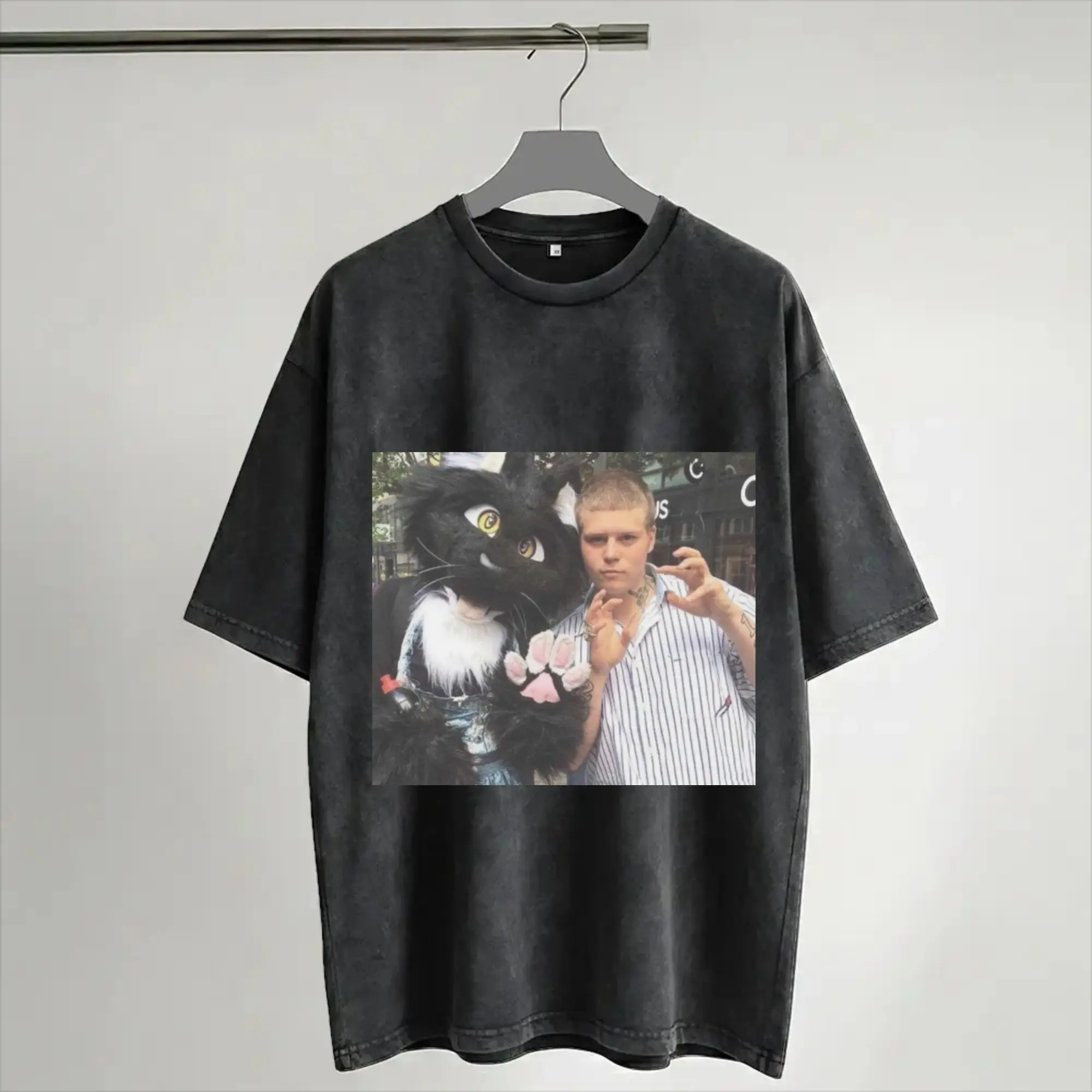 Harajuku Washed Shirts Yung Lean With a Furry Apparel Novelty T-Shirts Harajuku  Streetwear Short Sleeve Printed Tops Tees