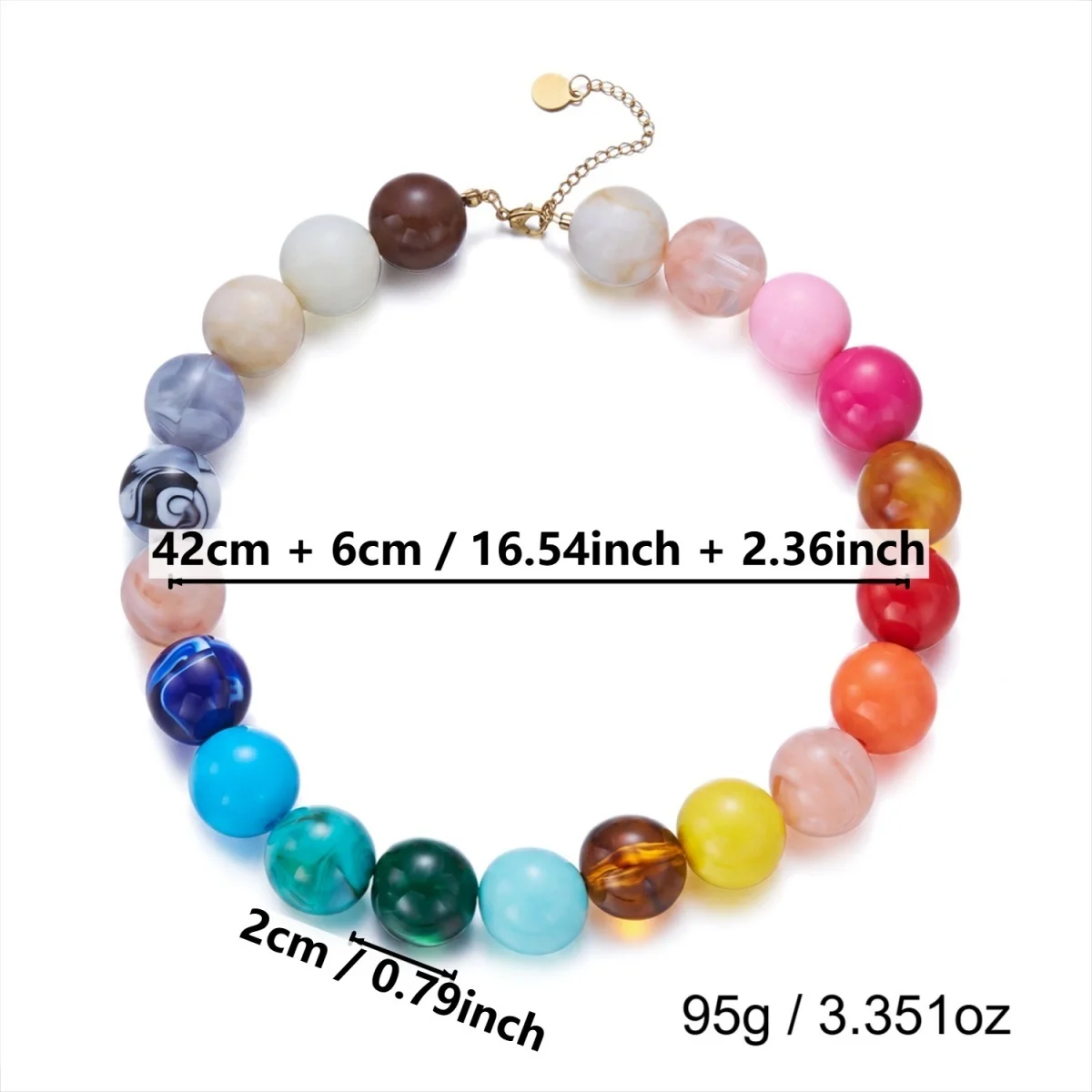 Bunter Acryl-Rundperlen-Schal mit Aufdruck, Seestern-Halskette für Frauen, Doppelschichtiger Edelstahl-Stern-Choker-Schmuck – Detail 31