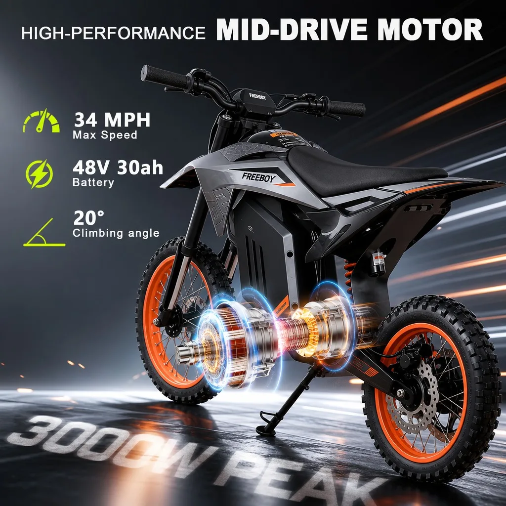 

Electric Dirt Bike ForAdults, 3000W Peak Off-road E-bike, 48V30Ah Battery Fast Electric Motorcycle,34MPH Max Speed, 31 Miles Ran，E Bikes，E Bike Electric，Bike Electric，Dirt Bike，Electric Bike For Adults