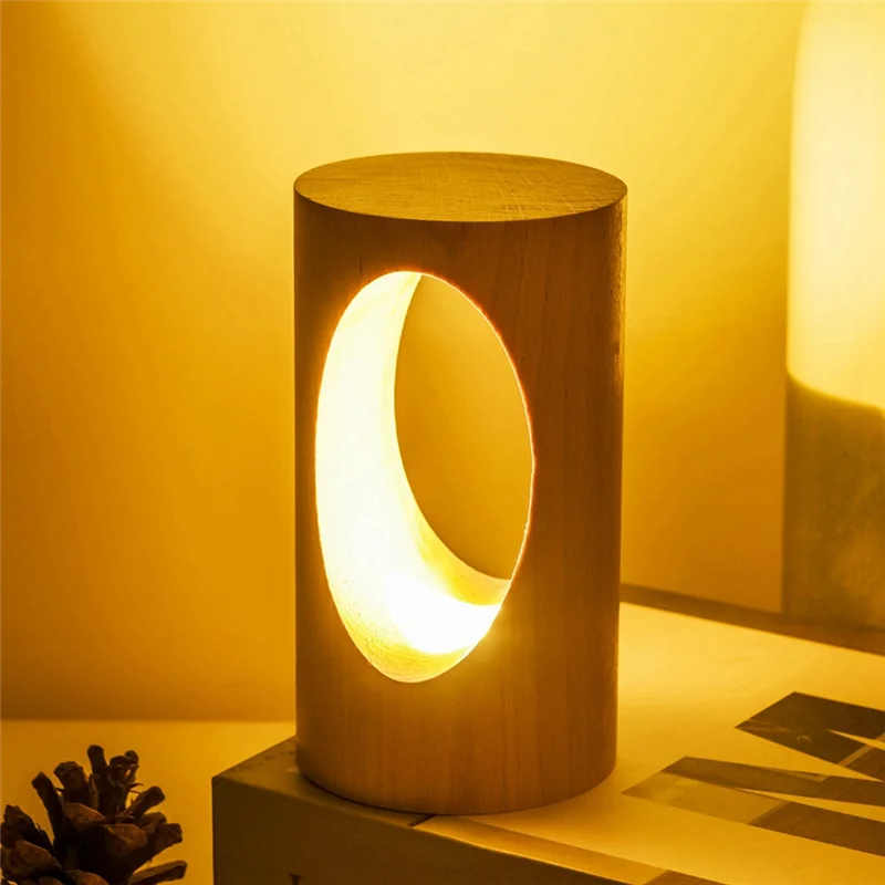 

【Popular】Rechargeable Wooden LED Night Light - Touch Control Bedside Lamp For Nursery And Home Decor