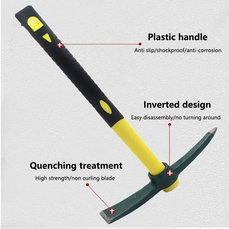 في الهواء الطلق مزورة المعالجة الحرارية الصلب اختيار مجرفة لقطع الأعشاب الضارة تقطيع 1 قطعة المنغنيز الصلب معول مع المضادة للانزلاق المطاط قبضة