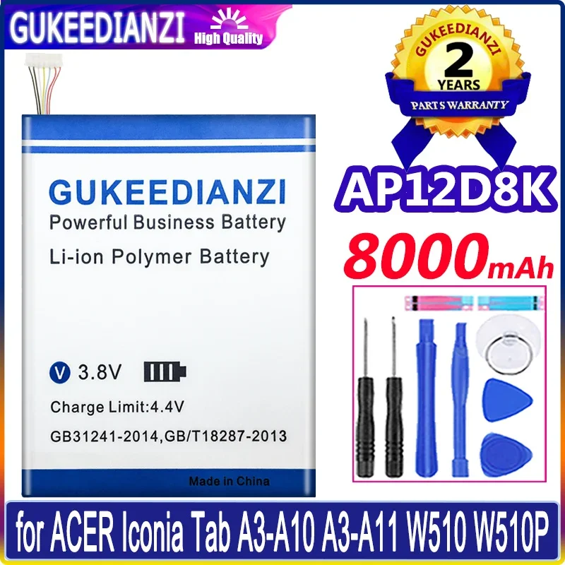 

8000mAh AP12D8K 1ICP4/83/103-2 Battery for Acer TAB W510 W511 Tablet Pc Notebook W510P High Capacity Battery