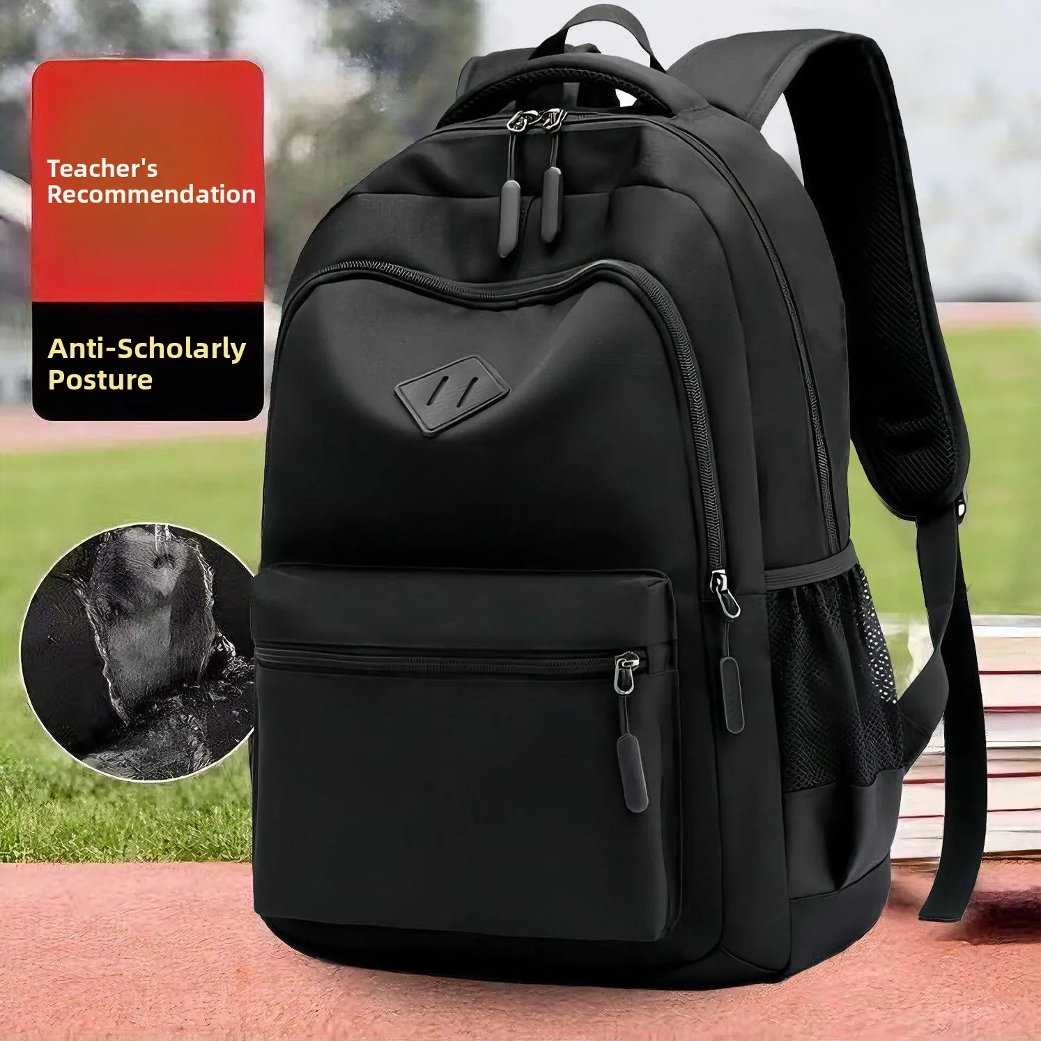 

Waterproof Wear-resistant Large Capacity Simple Computer Backpack High School Men's Backpack Sweet College Style Polyester Li...