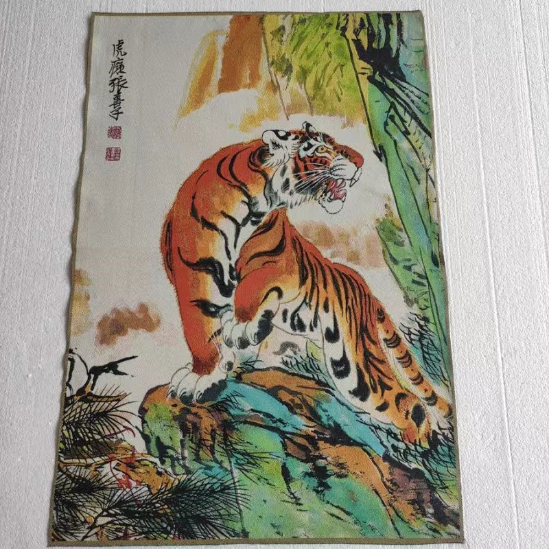 Thangka, tiger, embroidered brocade painting, exquisite home decoration, auspicious Thangka