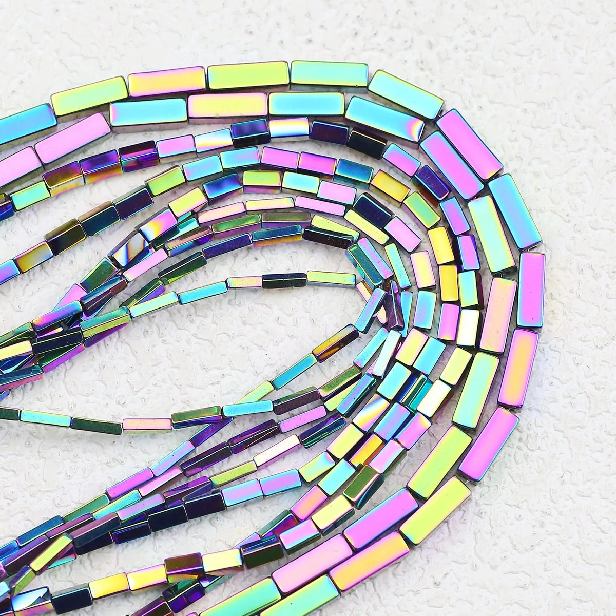 1x6/2x4/3x9mm Bunte Rechteckige Hämatit Naturstein Spacer Lose Perlen für DIY Schmuck Machen Armbänder Halsketten Ohrringe