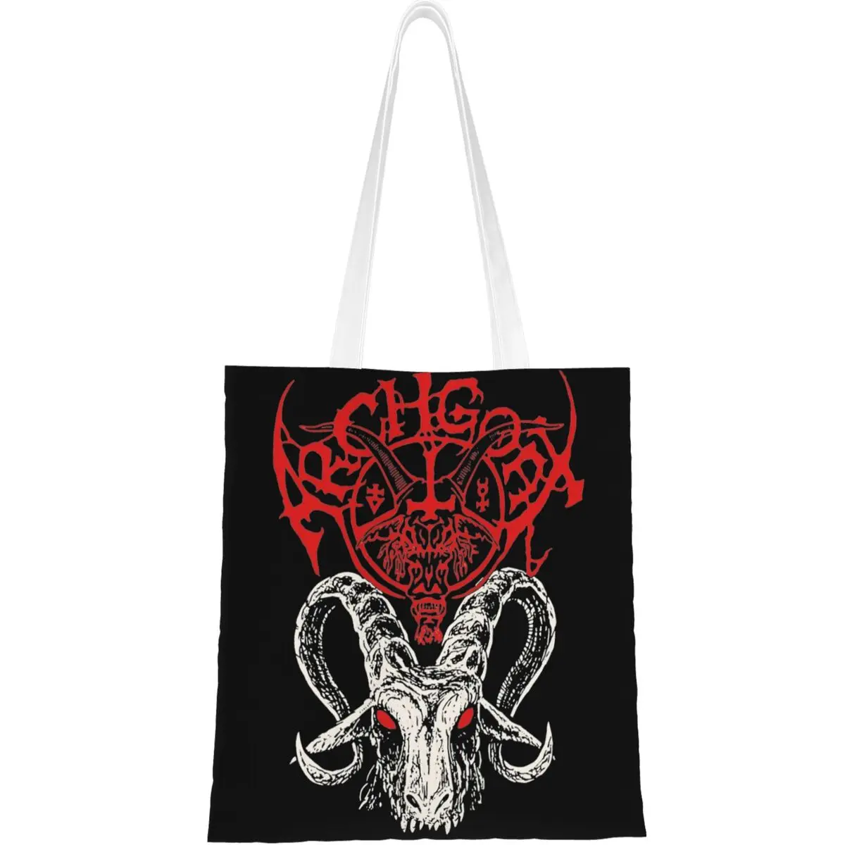 Archgoat Band Canvas Tote Bag Trendy Large Capacity Shopping Bag for Women Black Metal Daily Bags