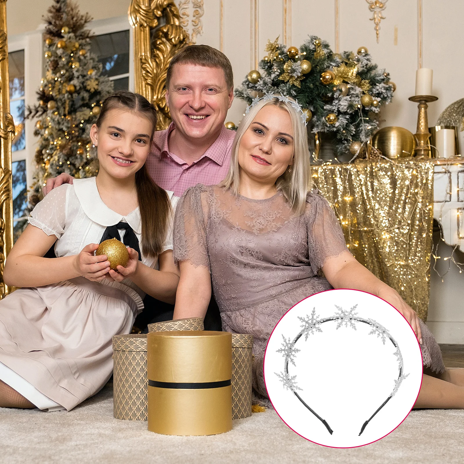 

Snowflake Christmas Hair Hoop Silver Attractive Lightweight Non-Deformation Party Supplies for Kids Festive Decor