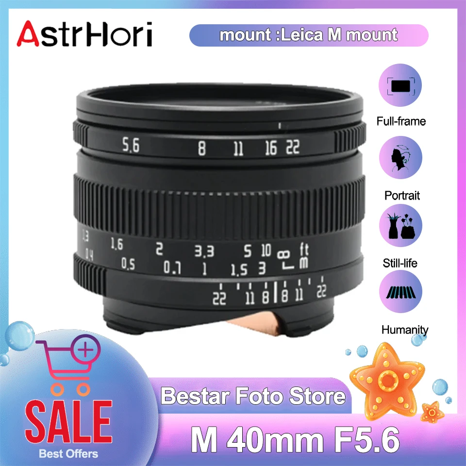 AstrHori M 40mm F5.6 MF Full Frame Lens Scenery Street Sweeping Photography for Leica M3 M5 M10R