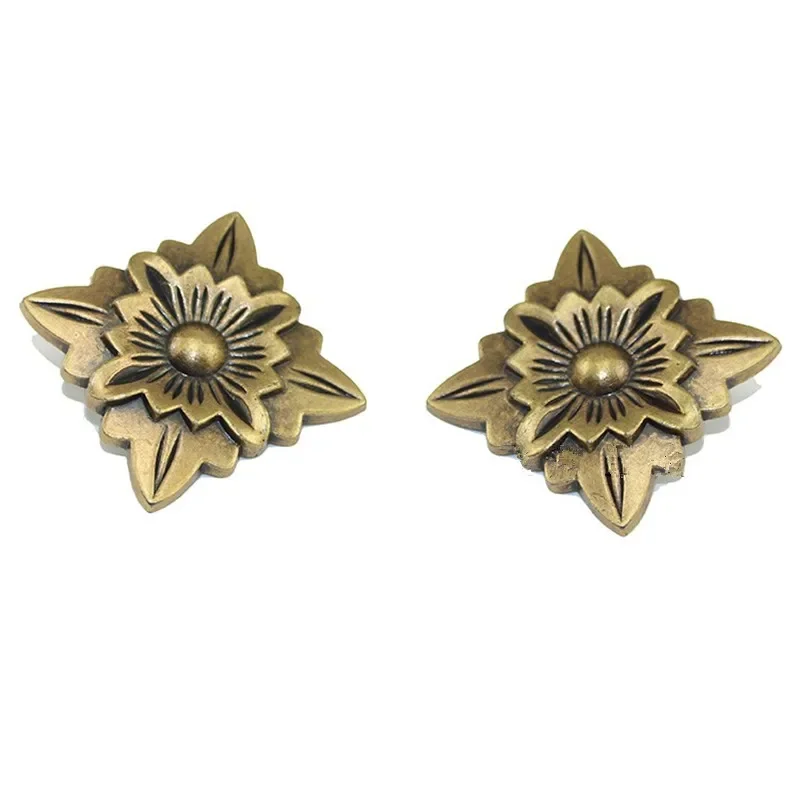 European Vintage Alloy Flower Wraps Cabochon Ancient Bronze Modern Square Embellishments Scrapbooking For DIY,38mm,10Pcs