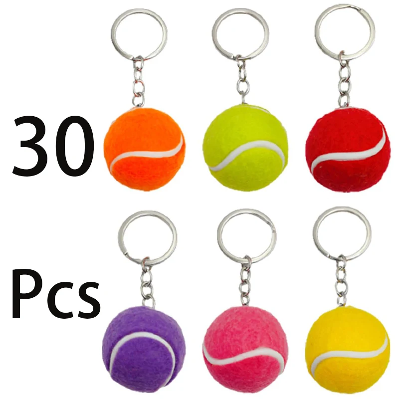 30Pcs Tennis Keychain Tennis Match Gifts Backpack Keychain Hawaiian Party Favors Gifts Mini Tennis Ball Keychains