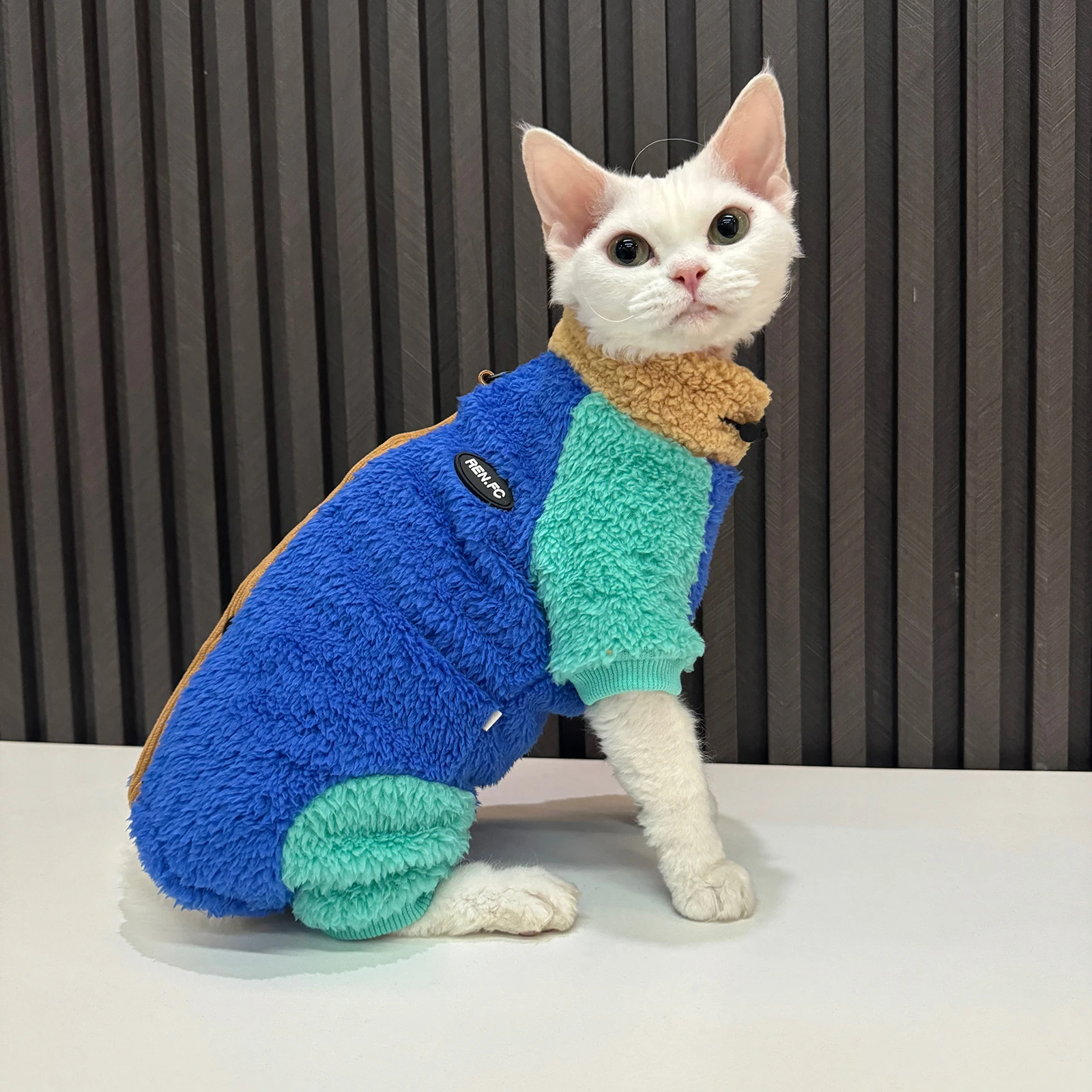 Fashion Sphynx Cat Sweater Hairless Cat Clothes Thickening Warm Soft Double-side Lamb Wool Coat for Devon Rex Winter Outwear