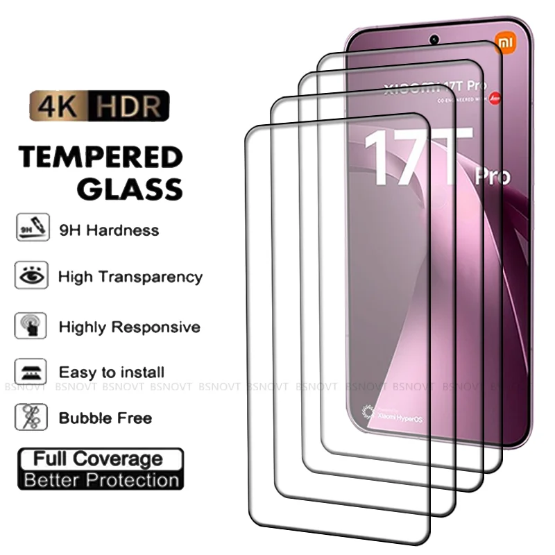 

1/2/3/4PCS For Xiaomi 17T Pro Glass Xiaomi 17T Tempered Glass Full Cover Glue Protective 9H Screen Protector Xiaomi Mi 17T Pro