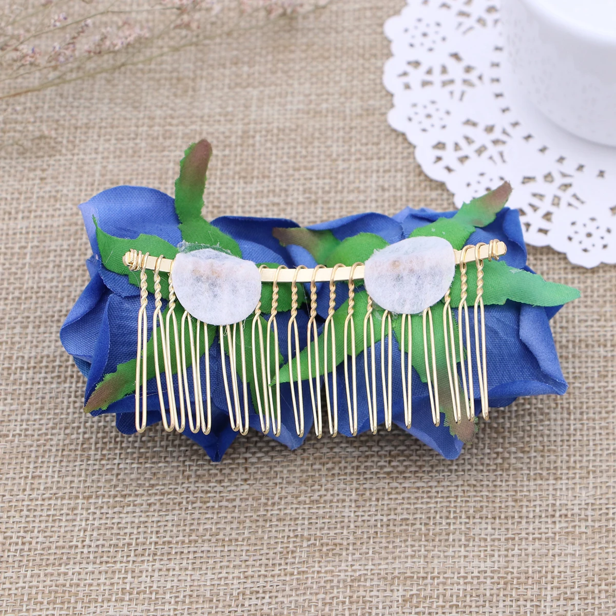

2pcs Rose Floral Hair Insert Comb For Women Girls Bride Blue Elegant Handmade Stylish Tropical Party Pool Use Hair Accessories
