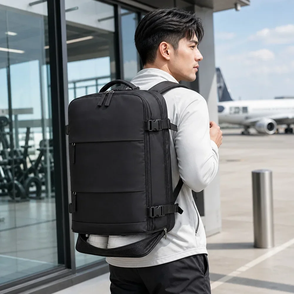 Large Water Resistant Travel Backpack Sports Work Commuting School Daily Carry Multi Compartment Durable Comfortable Daypack