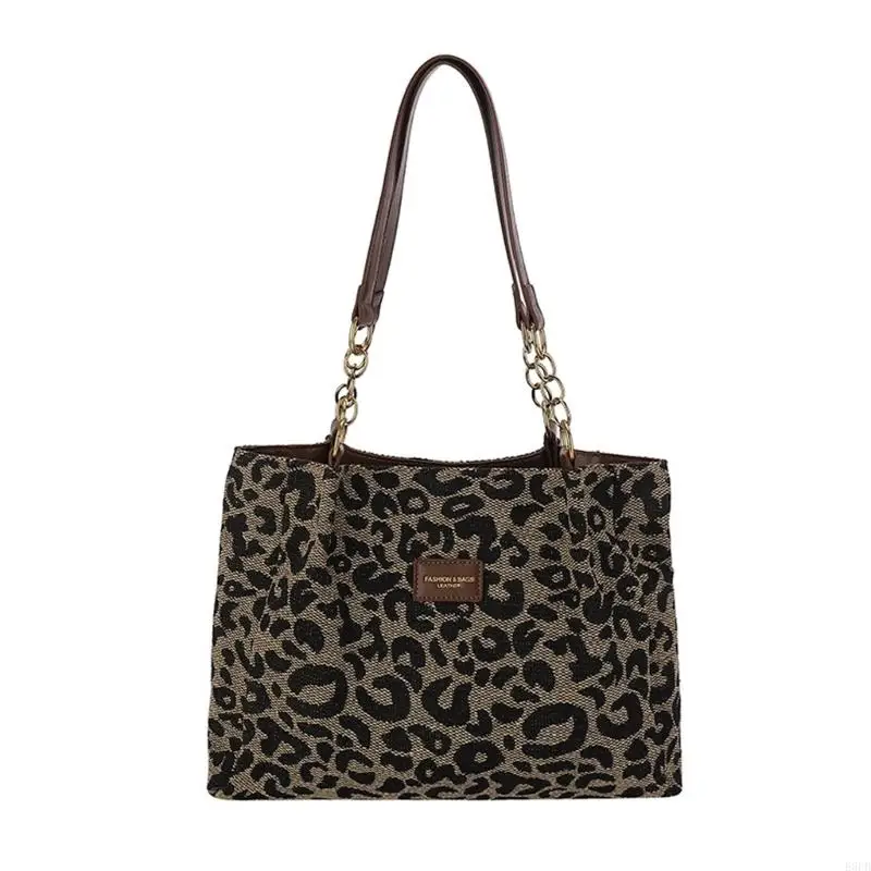 

Негабаритная сумка из холста в стиле ретро, ​​уникальная сумка через плечо с леопардовым принтом для женщин и девочек