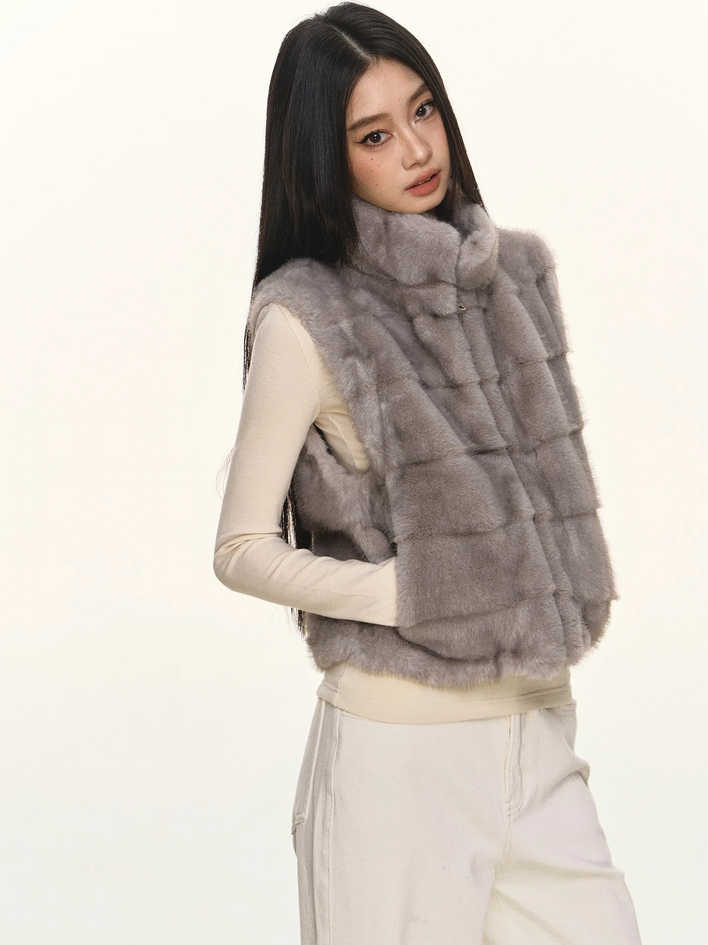 

Жилет из искусственного меха Anna Aneae: Экологичный, теплый, с воротником, премиум-качество, осенне-зимняя верхняя одежда для молодежи, на молнии