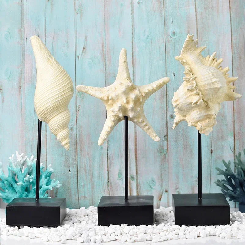 Starfish, Seahorse, Conch Ocean Theme Ornaments Desk Decoration Mermaid, Seahorse Statue Room Aesthetics Decor Home Accessories