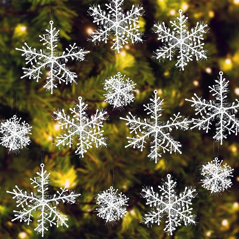 6pcs 6/8/11/15/18cm Snowflakes Christmas Tree Decorations Snowflake Ornaments Xmas Tree White Snow Flakes Hanging Decor New Year - Image 3