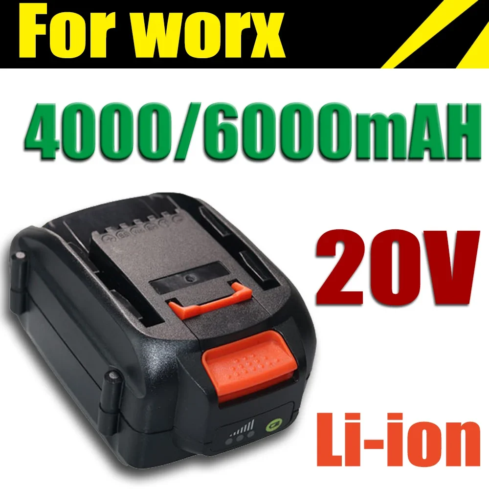 20V Battery 6000mah Li-ion for Worx WX390/WX176/WX166.4/WX372.1 WX800/WX678/WX550/WX532/WG894E WG629E/WG329E/WG2