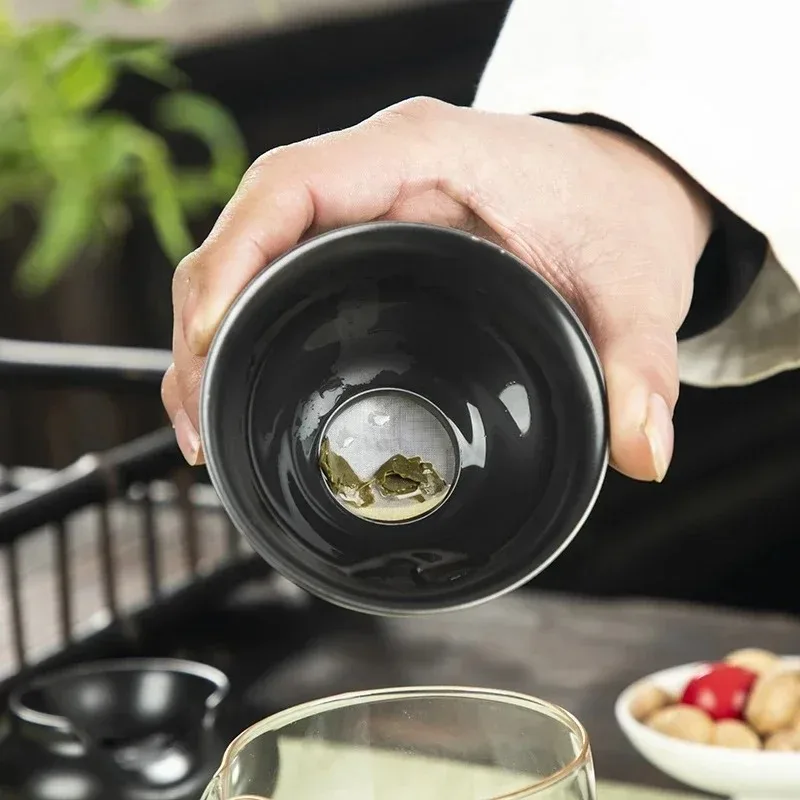 Chinese Tea Set Accessory, Tea Filter Tool, Archaistic Lotus Pattern Infuser, Ceramic Strainer, Funnel and Stand Set, Teaware