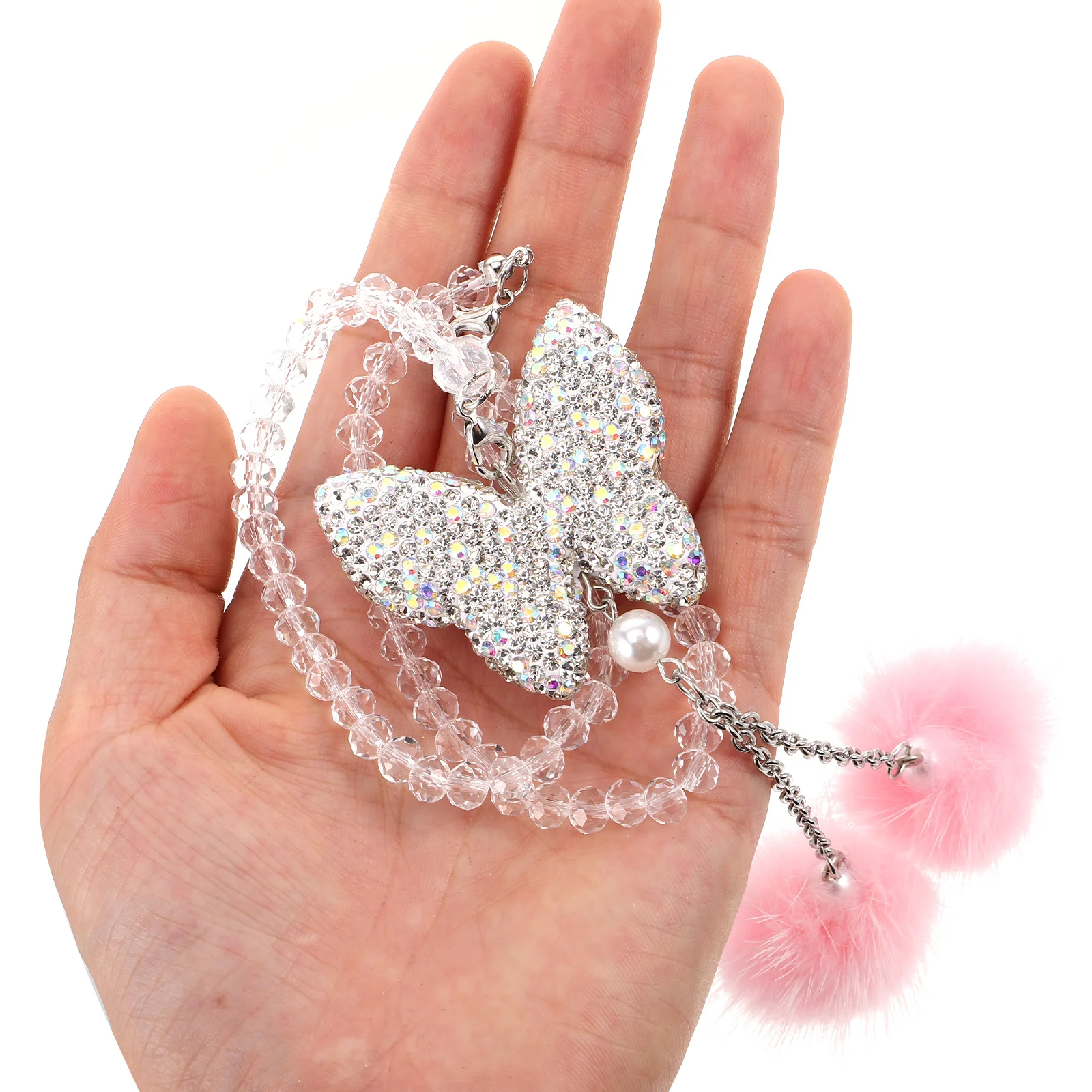 

Crystal Car Ornaments Mirror Decor Hanging Mounted Pendant Ball Bling Artificial Lucky Automobile