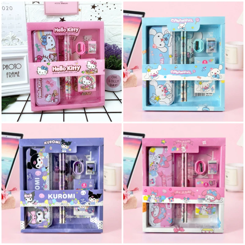 

Набор канцелярских принадлежностей Kawaii Hello Kitty из 7 предметов: мультяшные персонажи Куроми, Май Мелоди, Синаморолл. Школьные принадлежности, подарки для студентов.