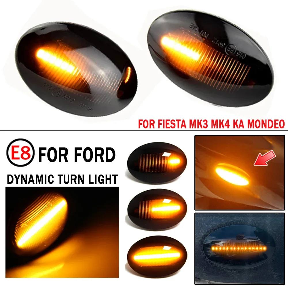 

1Pair For Ford Fiesta III IV MK3 MK4 KA Mondeo I MK1 Transit Tourneo MK6 MK7 Flowing Turn Signal LED Dynamic Side Marker Light