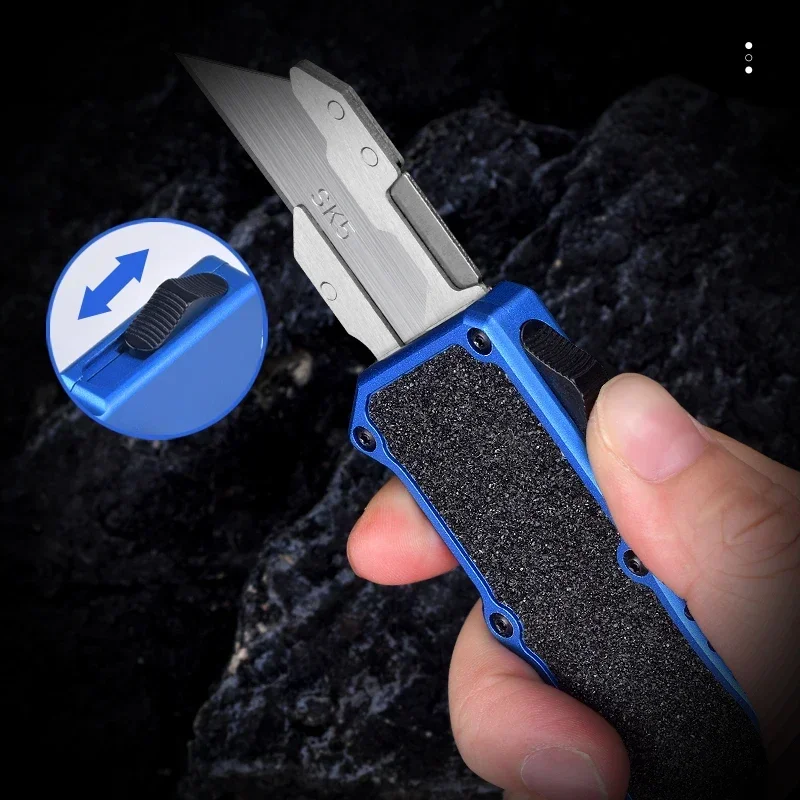 New Black EDC Pocket Knives OTF Aluminum Alloy Frosting Knife Outdoor SK5 Blades Cutter Portable Exocet Series Wallpaper Cutter