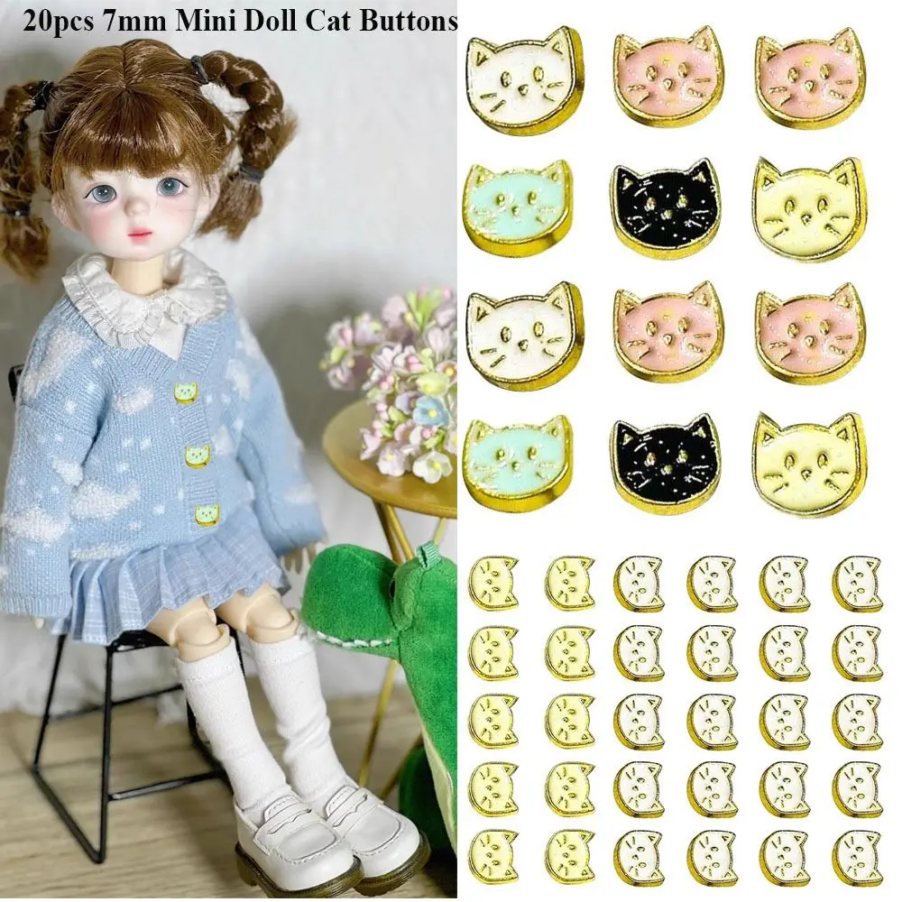 20Pcs mm Mini Doll Ultra-small Cat Buckles 1/6 Doll Clothes Coat Buckles Doll Shoes Buckle DIY Doll Clothing Buckles Accessories