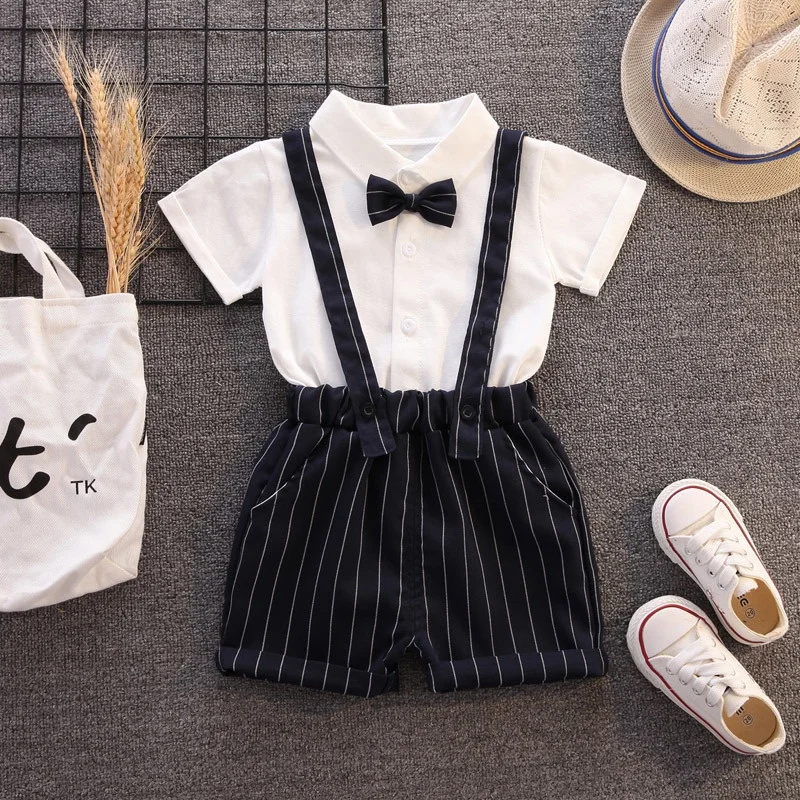 Baby Boss Outfit for Boy 1st Birthday Christening Baby Clothes Set Gentleman Outfit Fake Two Pieces Top Kids Boys Toxedo Suit